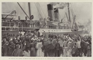 La guerra del Transvaal, el General Sir Redvers Buller partiendo hacia el Cabo en el Dunottar Castle en Southampton el 14 de octubre, ¡Adiós y buena suerte!